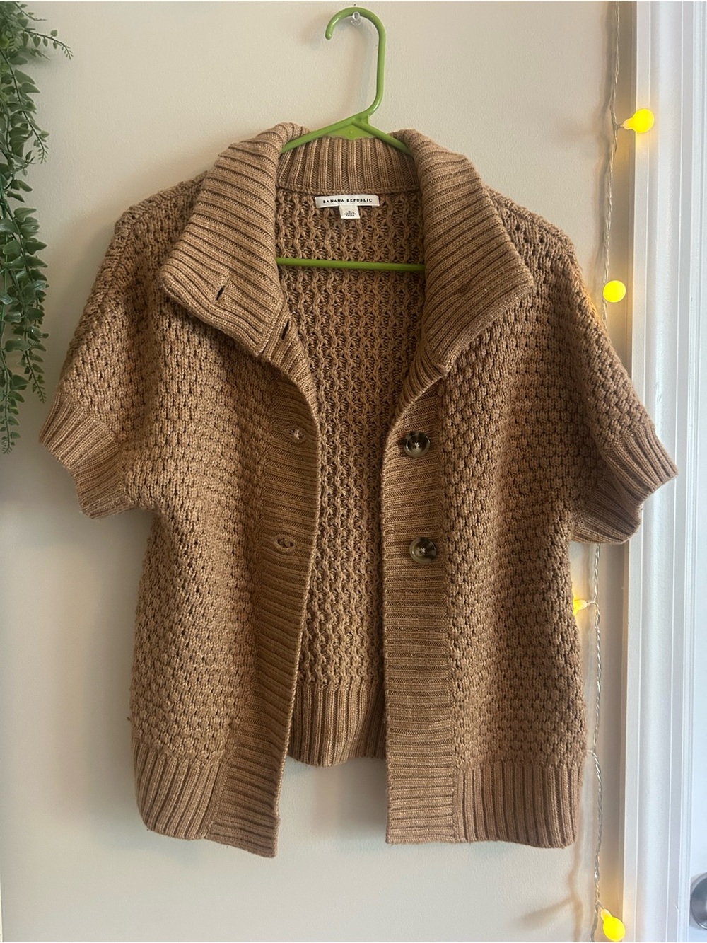 Banana Republic Textured knit Sleeve Knit Cardigan - Camel Brown